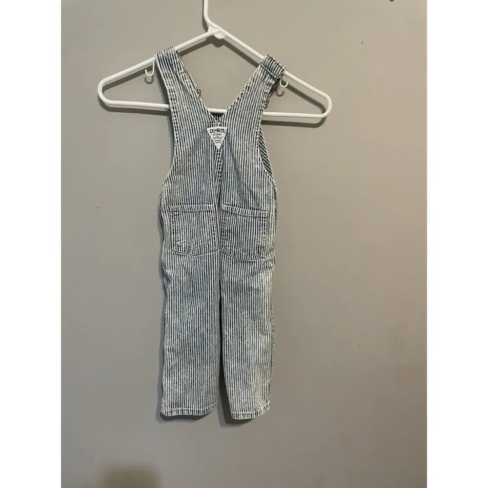 Vintage OshKosh Overalls‎ Light Blue White Stripe 2t Vestbak